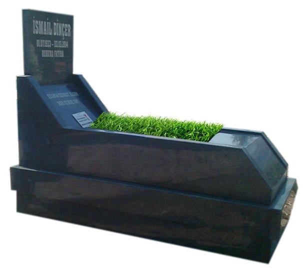 Kalın Granit Mezar Modeli Siyah Egimli