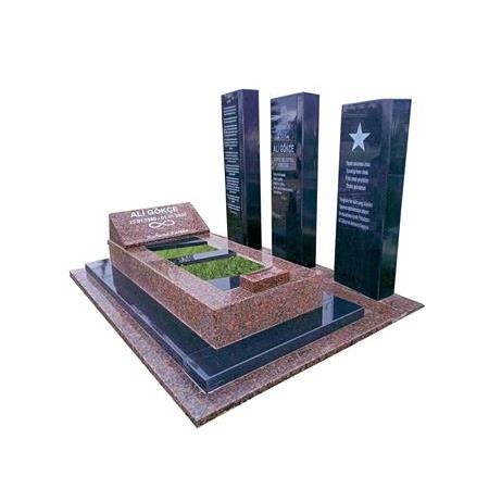 A-9 Carmen Red ve Absolute Black Granit Mezar - Balıkesir Mezar Taşı Fiyatı