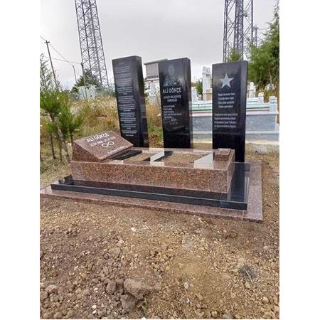 A-9 Carmen Red ve Absolute Black Granit Mezar - Balıkesir Mezar Taşı Fiyatı