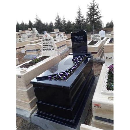 G106 Absolute Black Dalgalı Kapaklı Mezar Modeli - Balıkesir Mezar Yapım