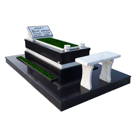 G143 Siyah Beyaz Mezar Modeli - Konya Mezar Taşı Fiyatları